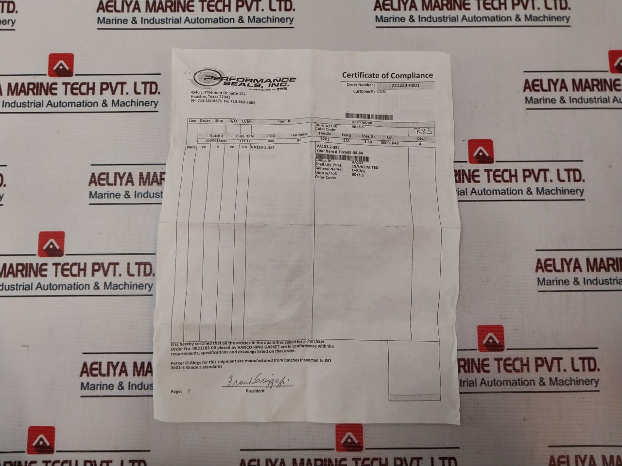 Vanco 2013332-06 Ring Gasket Rev 02 A14618A