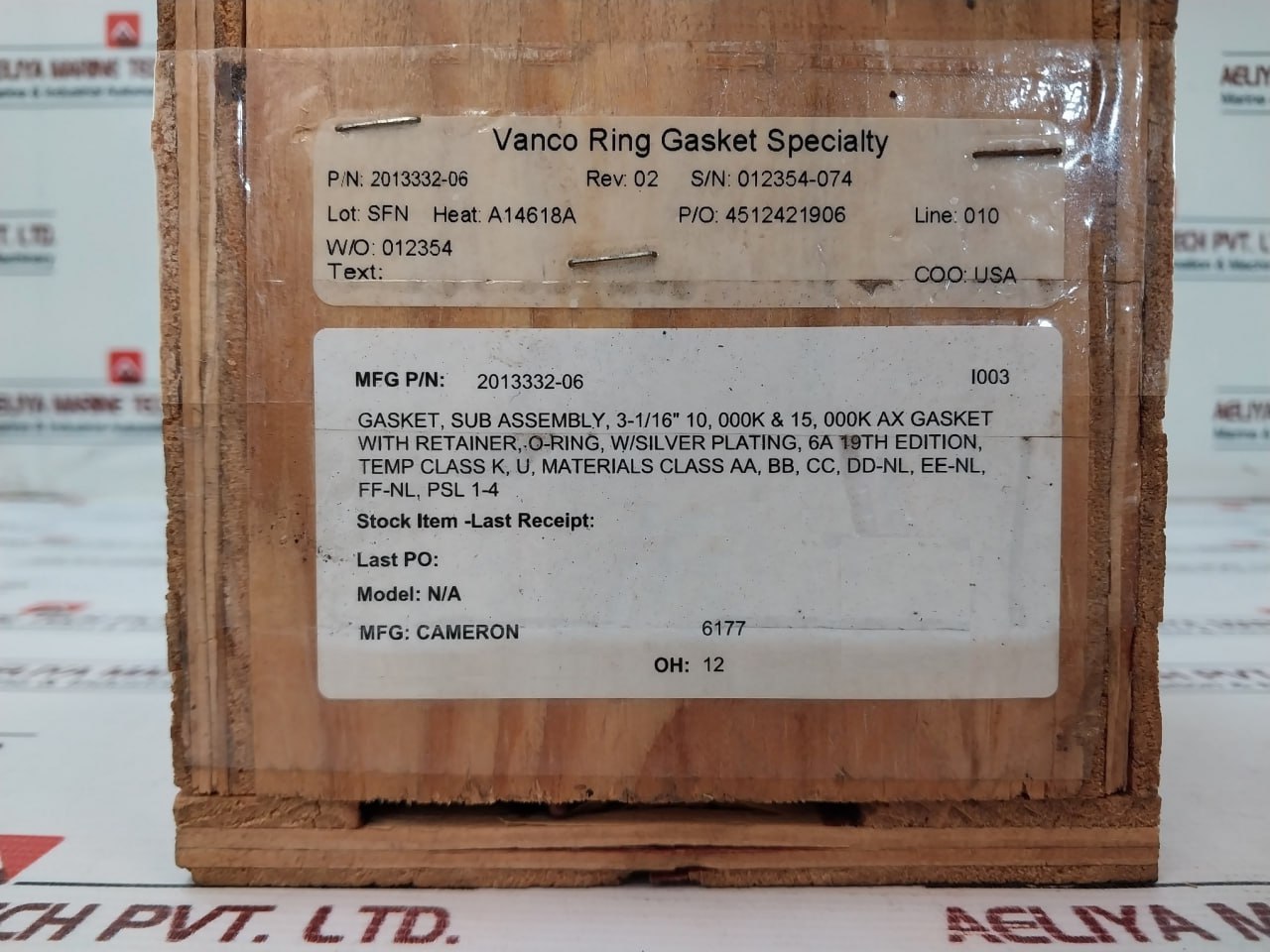 Vanco 2013332-06 Ring Gasket Rev 02 A14618A