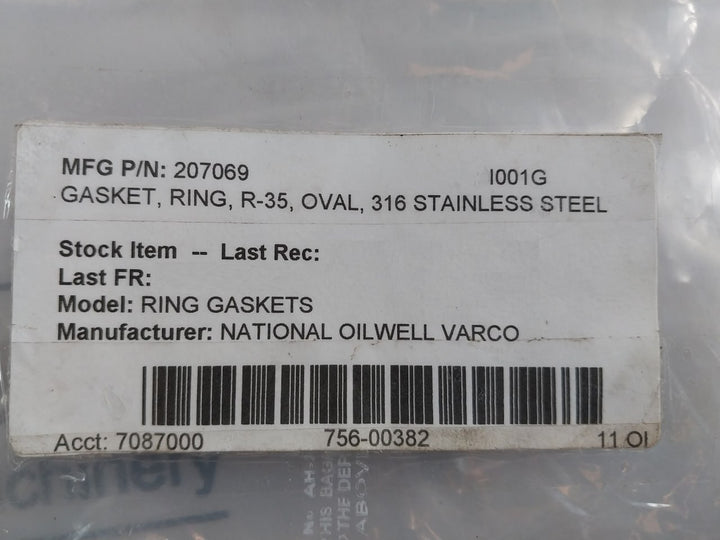 Vanco 6A0003 316 Stainless Steel Oval Ring Gasket 207069