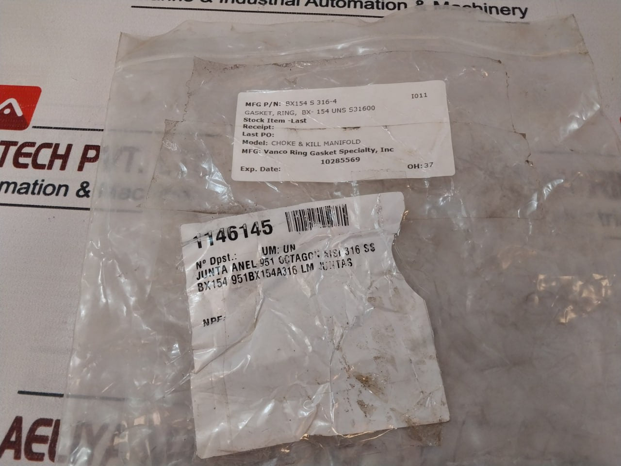 Vanco Bx154 S 316-4 Gasket Ring Uns S31600