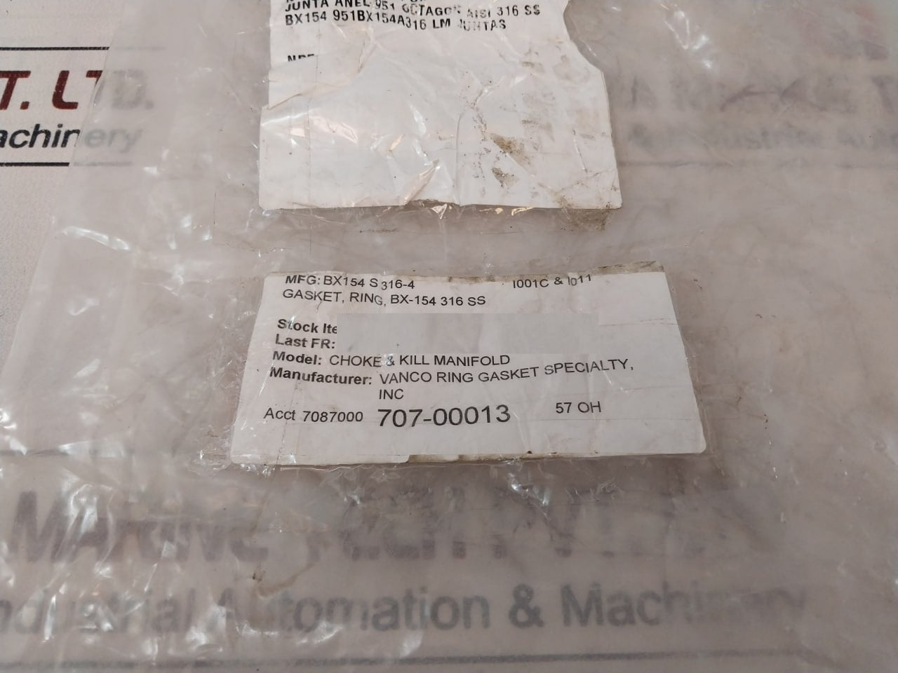 Vanco Bx154 S 316-4 Gasket Ring Uns S31600