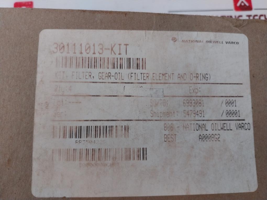 Varco Drilling 30111013-1 Filter Element Kit, Gear-oil, Includes O-ring