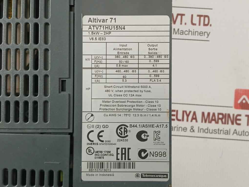 Variable Speed Drive 1.5Kw-2Hp Atv71Hu15N4 Schneider Electric