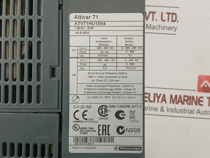 Variable Speed Drive 1.5Kw-2Hp Atv71Hu15N4 Schneider Electric