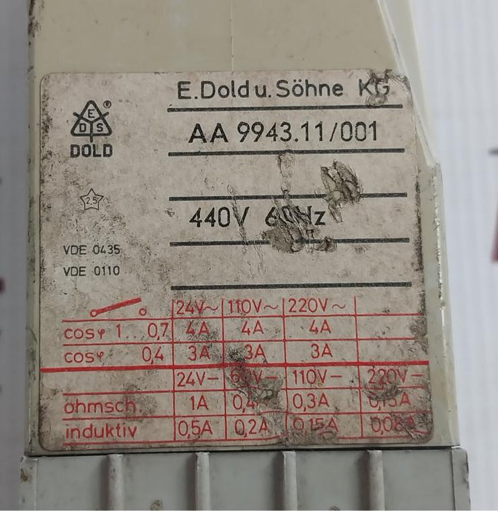 Varimeter Voltage Relay Aa 9943.11/001 E.Dold U.Sohne 440V 60Hz