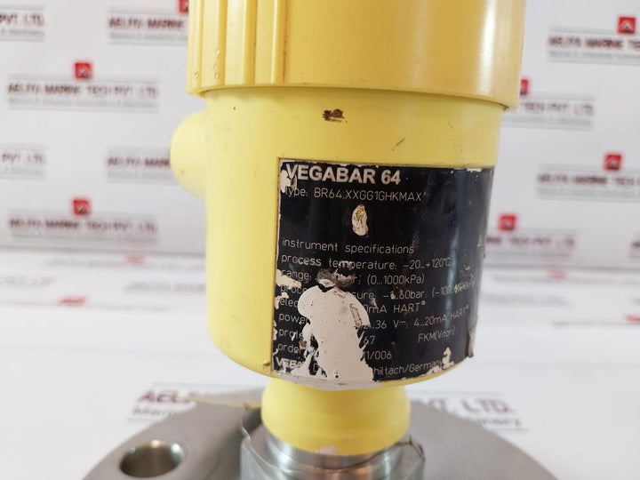 Vega Vegabar 64 Br64.Xxgg1Ghkmax Pressure Transmitter 0-10 Bar (0-1000Kpa)