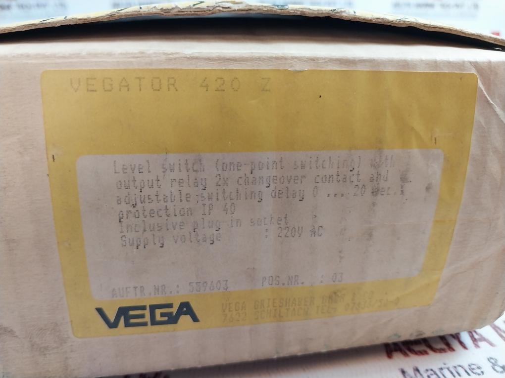 Vegator 420 Z Capacitive Level Switch 0-20 Sec, 250V~