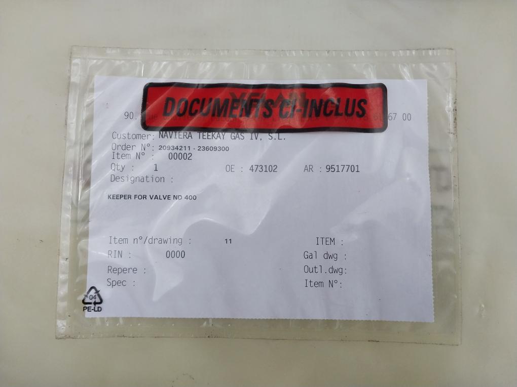 Velan Keeper For Valve Nd 400