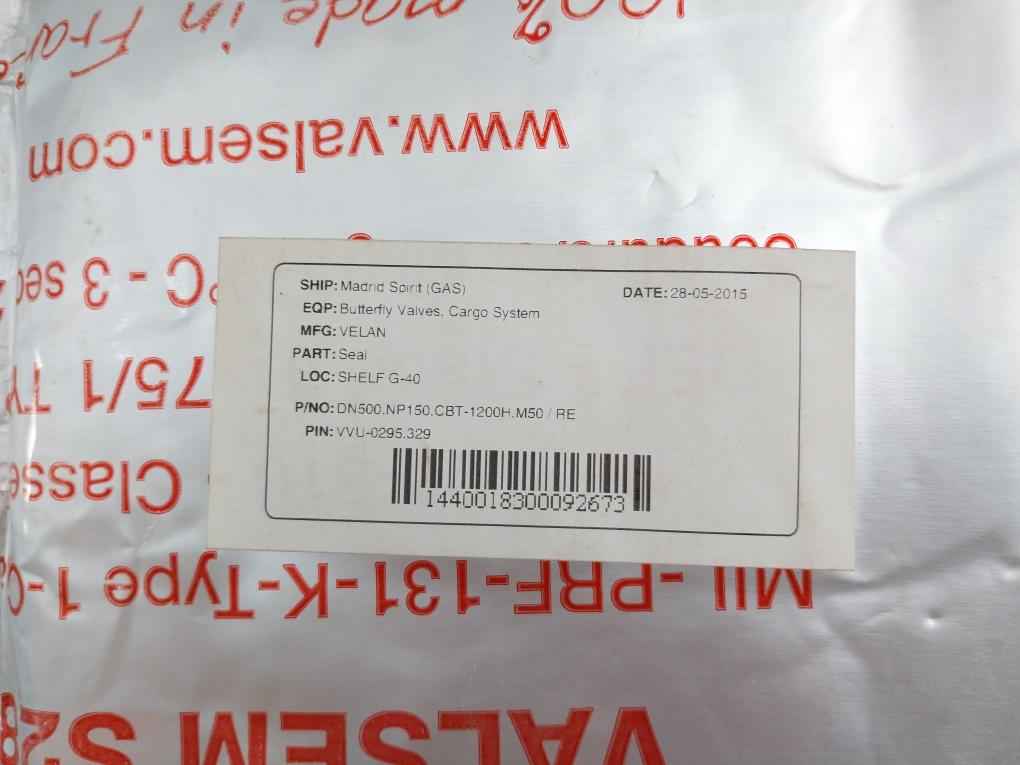 Velan Dn500.Np150.Cbt-1200H.M50/Re,