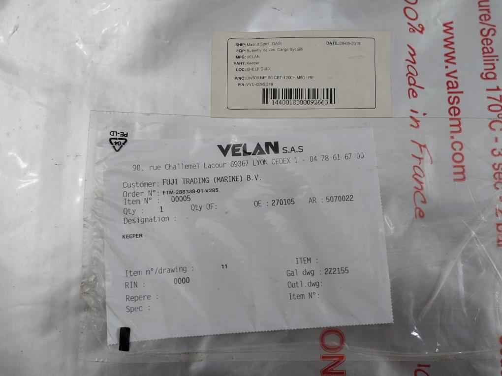 Velan Dn500 Np150 Butterfly Valve Keeper For Cargo System