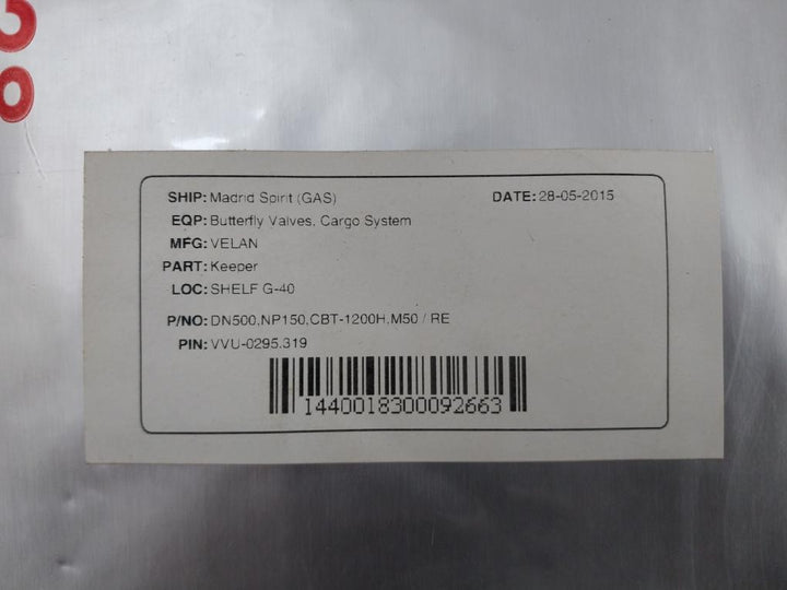 Velan Dn500 Np150 Butterfly Valve Keeper For Cargo System