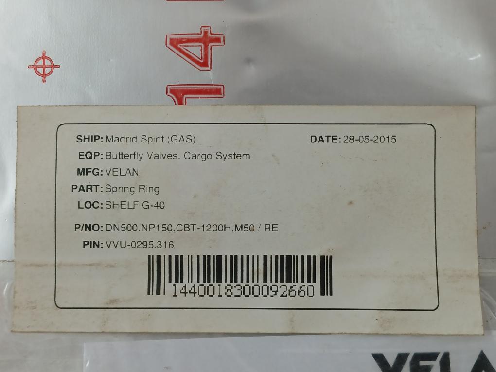 Dn500.Np150.Cbt-1200H.M50/Re Spring Ring For Butterfly Valves Cargo System Velan