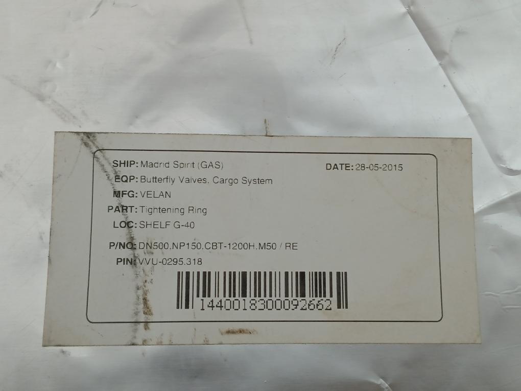 Tightening Ring For Butterfly Valve Dn500.Np150.Cbt-1200H.M50/Re Velan