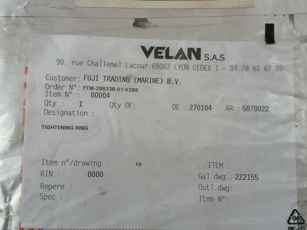 Tightening Ring For Butterfly Valve Dn500.Np150.Cbt-1200H.M50/Re Velan