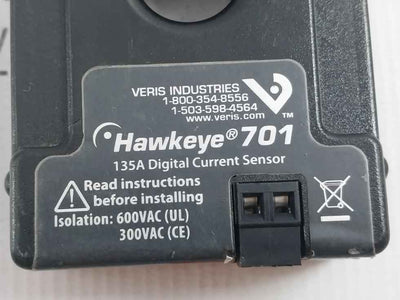 Veris Industries Hawkeye 701 135A Digital Current Sensor 600Vac (Ul)