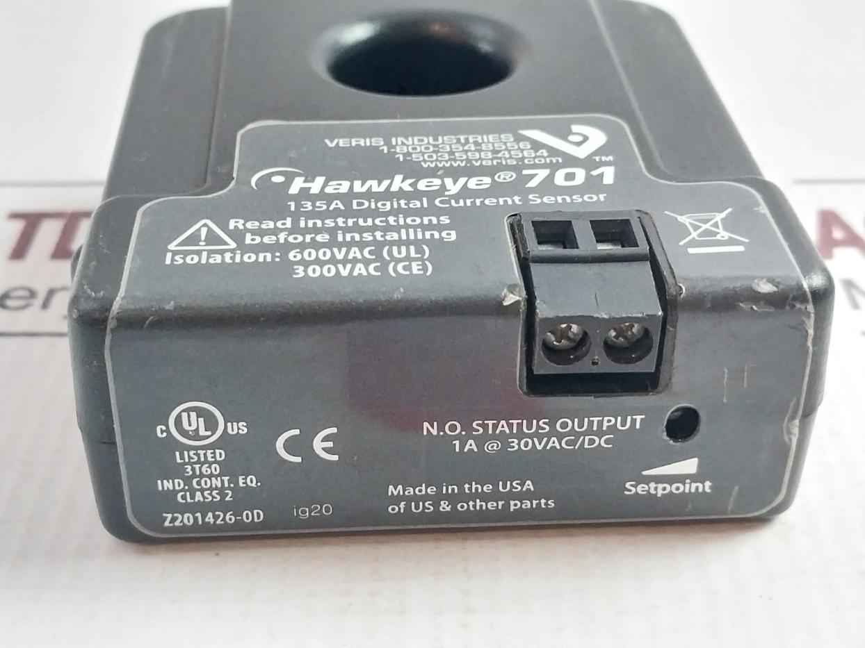 Veris Industries Hawkeye 701 135A Digital Current Sensor 600Vac (Ul)