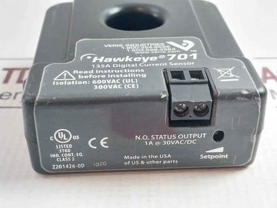 Veris Industries Hawkeye 701 135A Digital Current Sensor 600Vac (Ul)