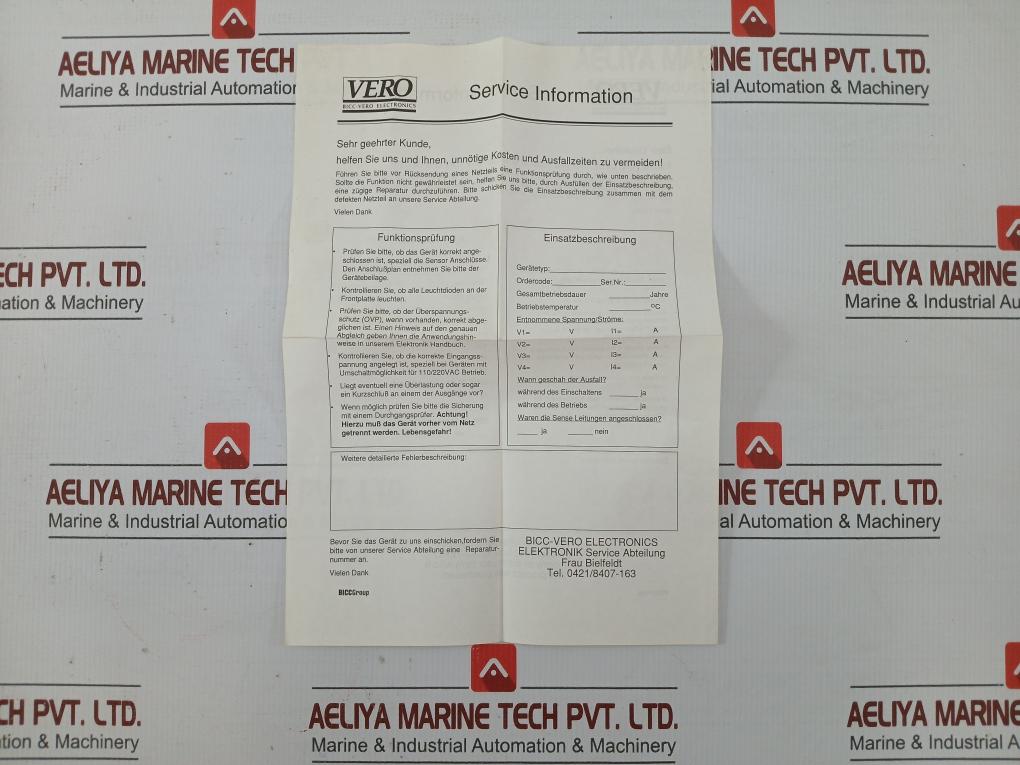 Vero Electronics Power Supply Module 116-015409D Input-110V Ac