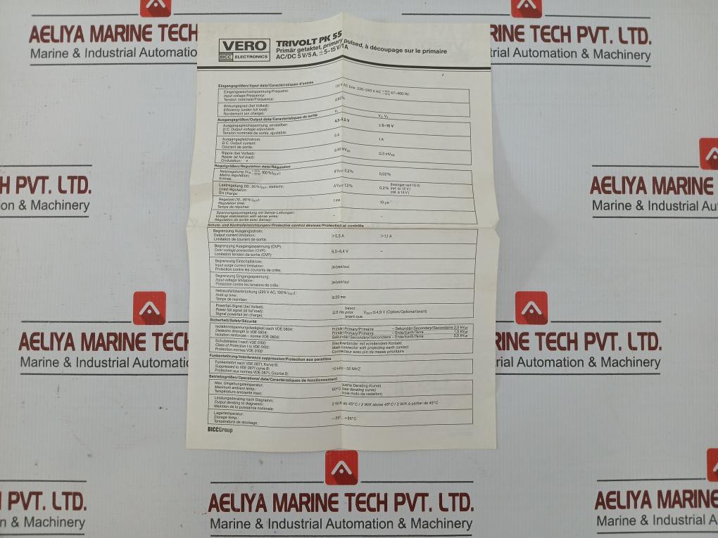 Vero Electronics Power Supply Module 116-015409D Input-110V Ac