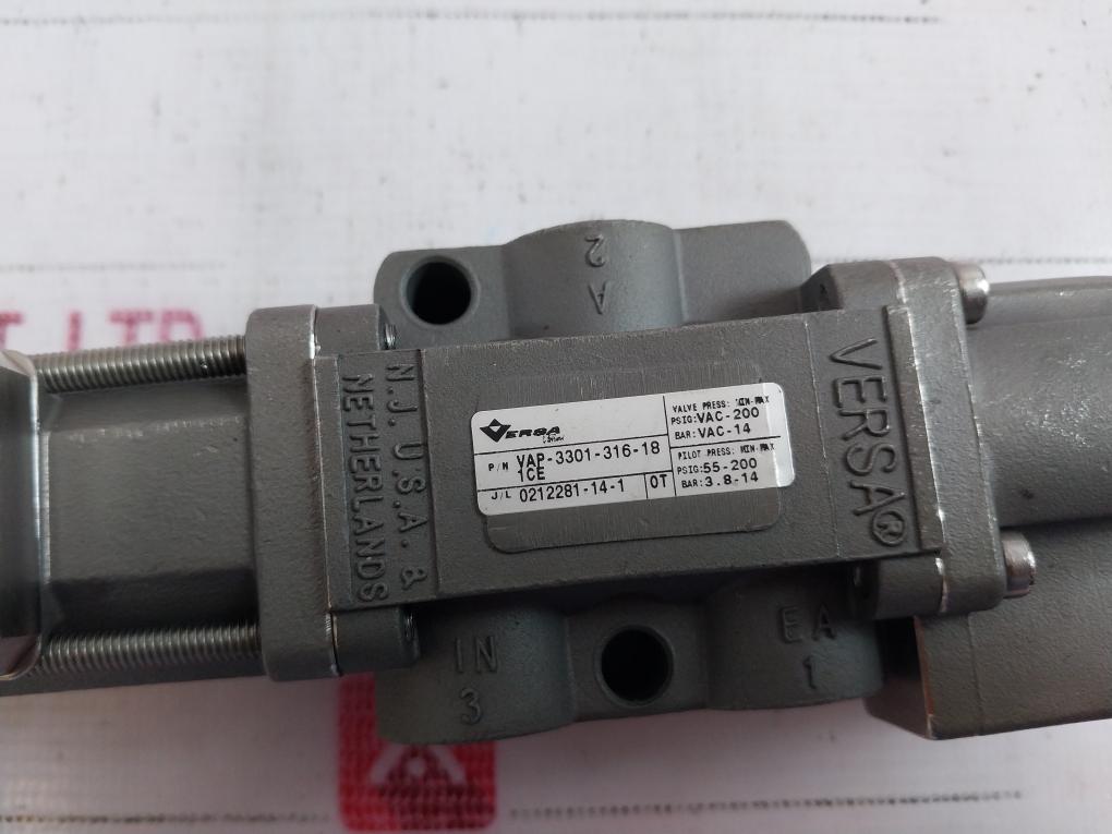 Versa Vap-3301-316-181ce Manual Reset Valve 55-200 Psig/3.8-14 Bar