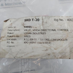 Versa Vbh-4704-ms Directional Control Valve 67518-18-1