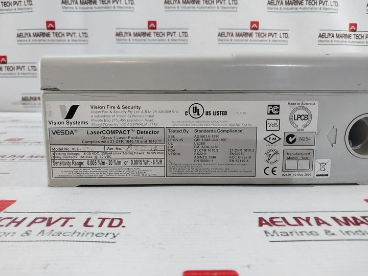 Vesda Vlc-500 Lasercompact Aspirating Smoke Detector 18-30 Vdc 350Ma 10.5W