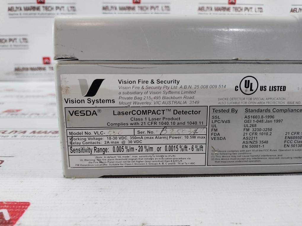 Vesda Vlc-500 Lasercompact Aspirating Smoke Detector 18-30 Vdc 350Ma 10.5W