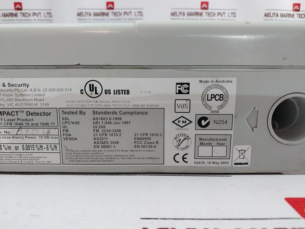 Vesda Vlc-500 Lasercompact Aspirating Smoke Detector 18-30 Vdc 350Ma 10.5W