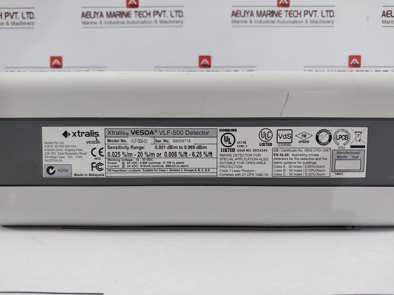 Vesda Vlf-500-02 Laser Focus Aspirating Smoke Detector 18-30Vdc