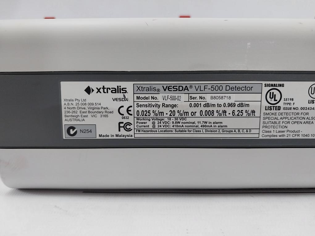 Vesda Vlf-500-02 Laser Focus Aspirating Smoke Detector 18-30Vdc