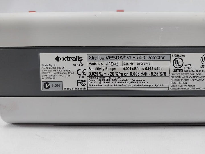 Vesda Vlf-500-02 Laser Focus Aspirating Smoke Detector 18-30Vdc