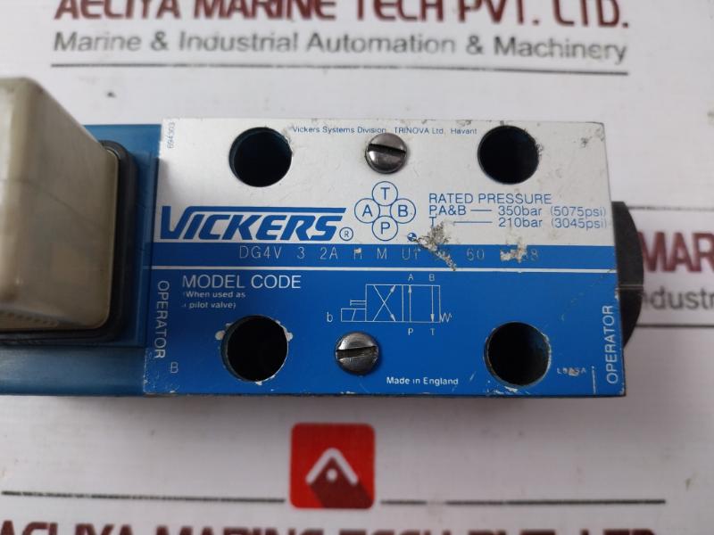 Vickers Dg4V 3 2A H M U1 D6 60 En38 Directional Control Valve 5075 Psi 220V 240V 50/60