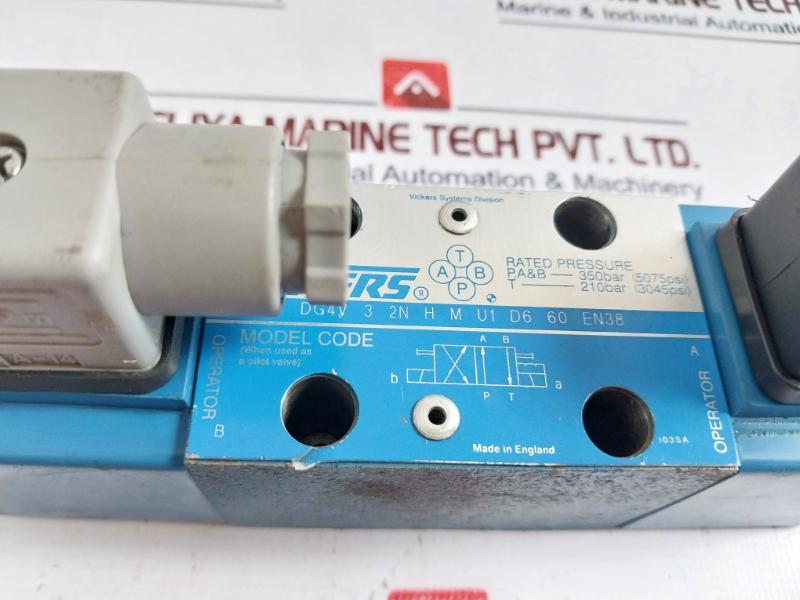 Vickers Dg4v-3-2n-h-m-u1-d6-60 En38 Directional Control Valve 350 Bar 220v/240v