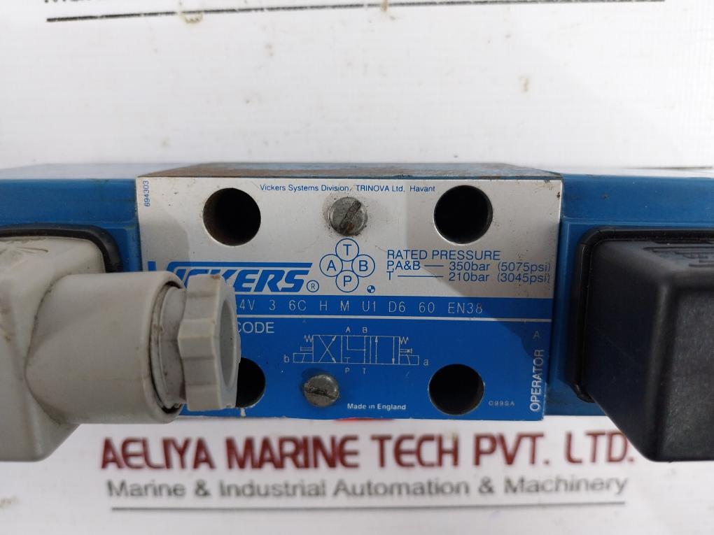 Vickers Dg4V-3-6C-h-m-u1-d6-60-en38 Solenoid Directional Control Valve 350 Bar