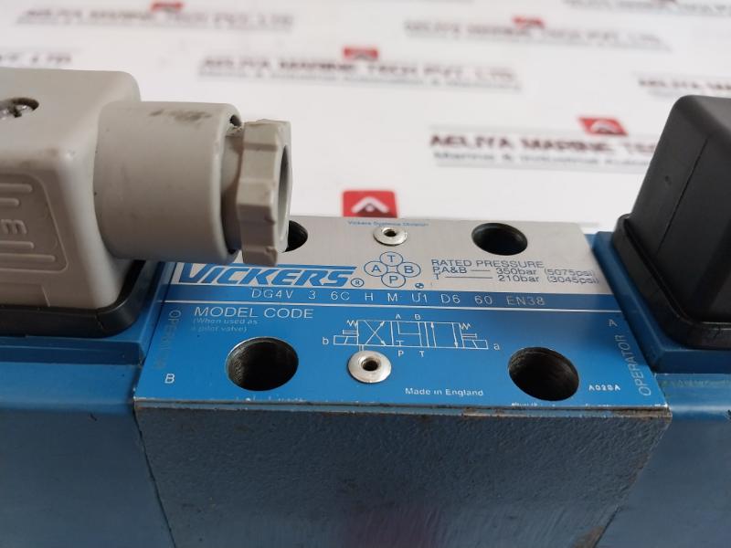 Vickers Dg4v-3-6c-h-m-u1-d6-60 En38 Directional Control Valve 350 Bar 220v/240v