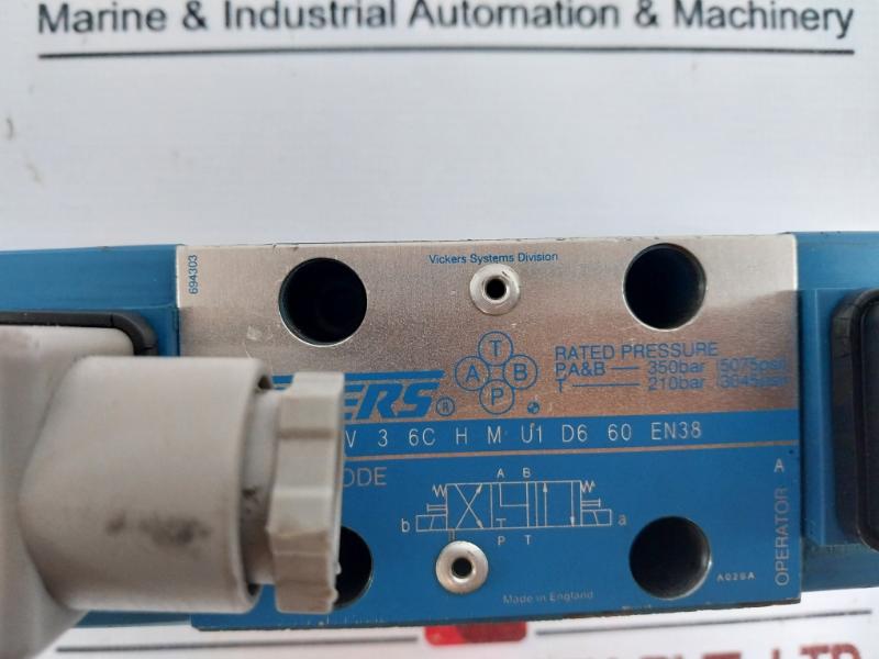 Vickers Dg4v-3-6c-h-m-u1-d6-60 En38 Directional Control Valve 350 Bar 220v/240v