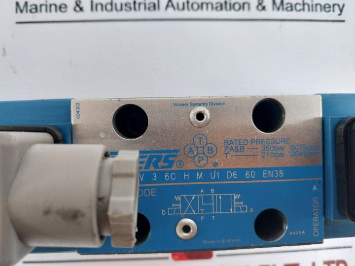 Vickers Dg4V-3-6C-h-m-u1-d6-60 En38 Directional Control Valve 350 Bar 220V/240V