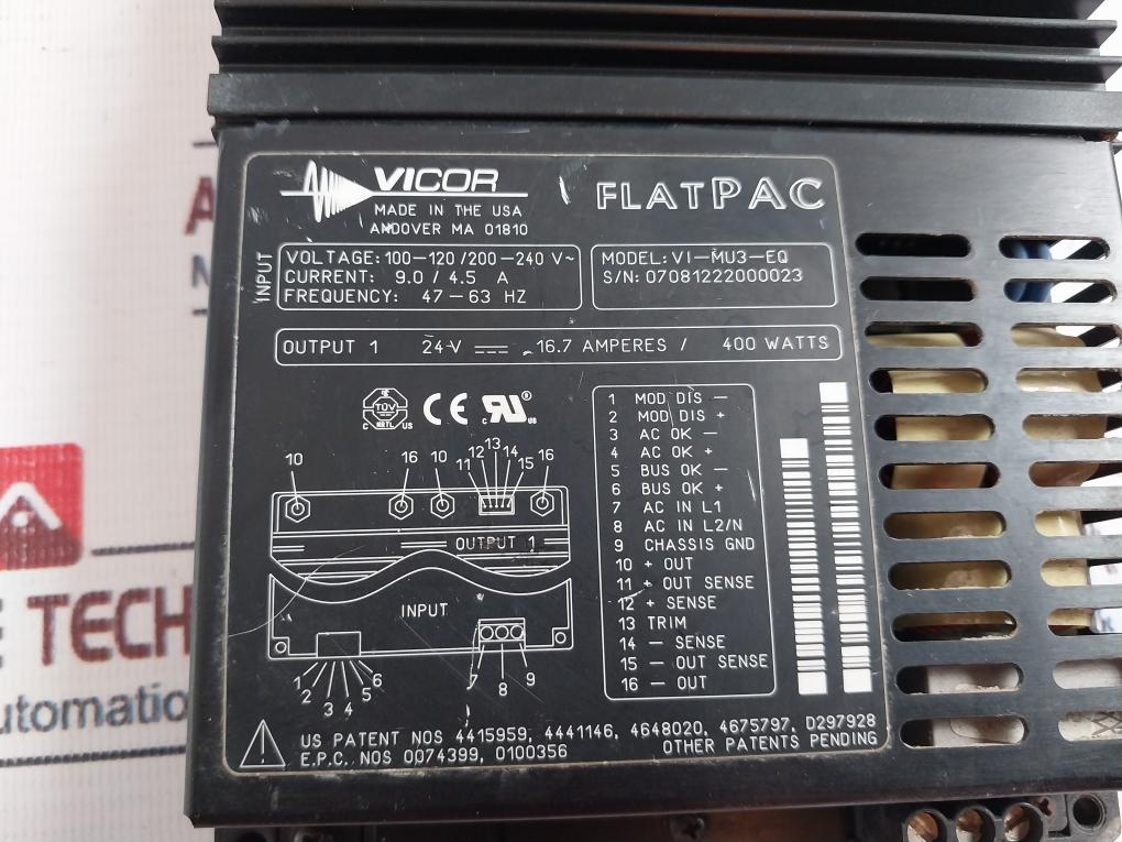 Vicor Vi-mu3-eq Power Supply 9.0/4.5A 47-63Hz