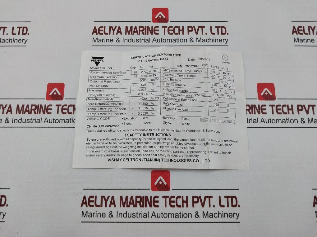 Vishay Celtron Single-point Load Cell Loc-50Kg