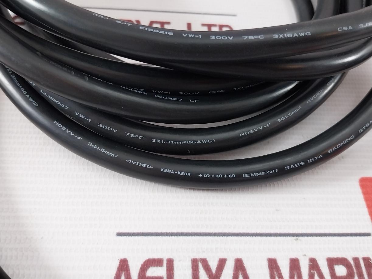 Volex V1625Bs Power Cable Cord E62405Sp 10A 250V- 3G1.5Mm2 Gtsa-3 4-mt