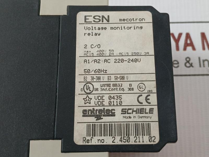 Voltage Monitoring Relay 2.450.211.02 Schiele Ac 220-240V 50/60Hz