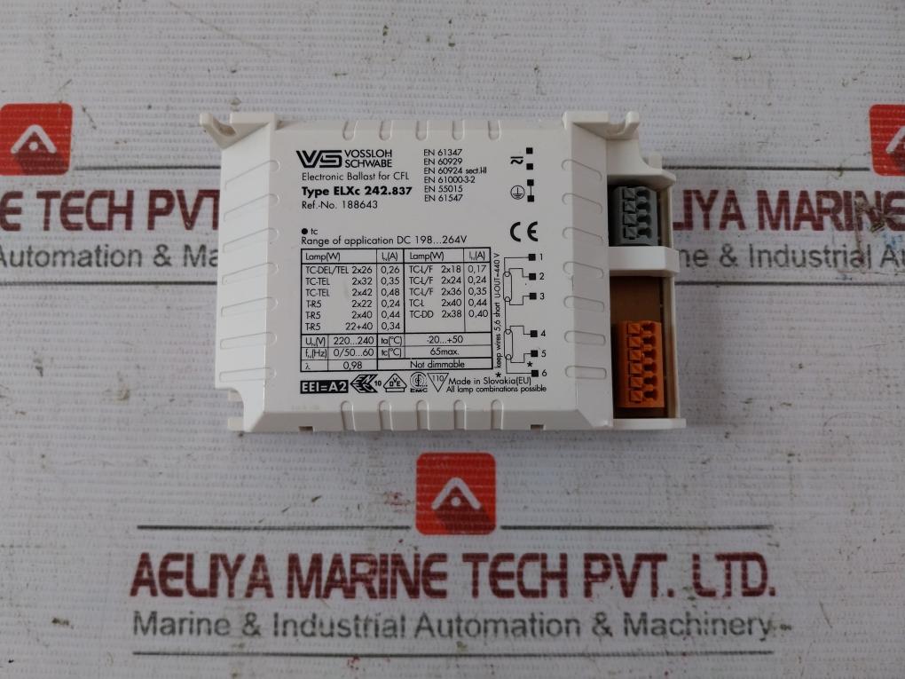 Vossloh Schwabe Elxc 242.837 Electronic Ballast For Cfl 220–240V 0/50–60 Hz