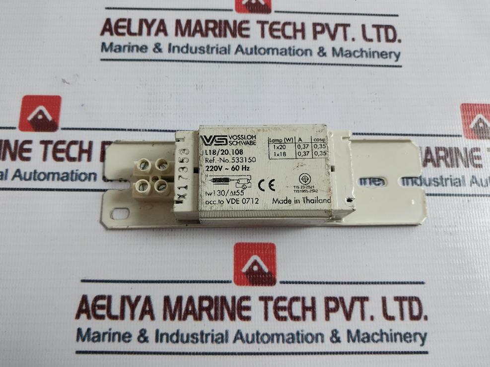 Lot Of 5X Vossloh Schwabe L18/20.108 Lamp Ballast 220V 60Hz