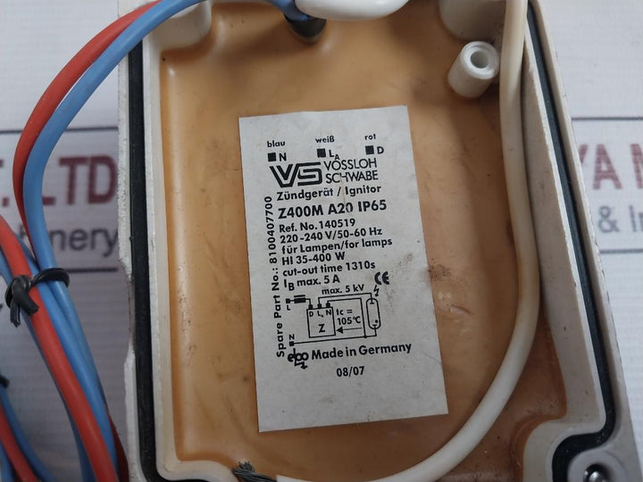 Vossloh Schwabe Z400M A20 Ignitor Module Ip65 220-240V/50-60Hz