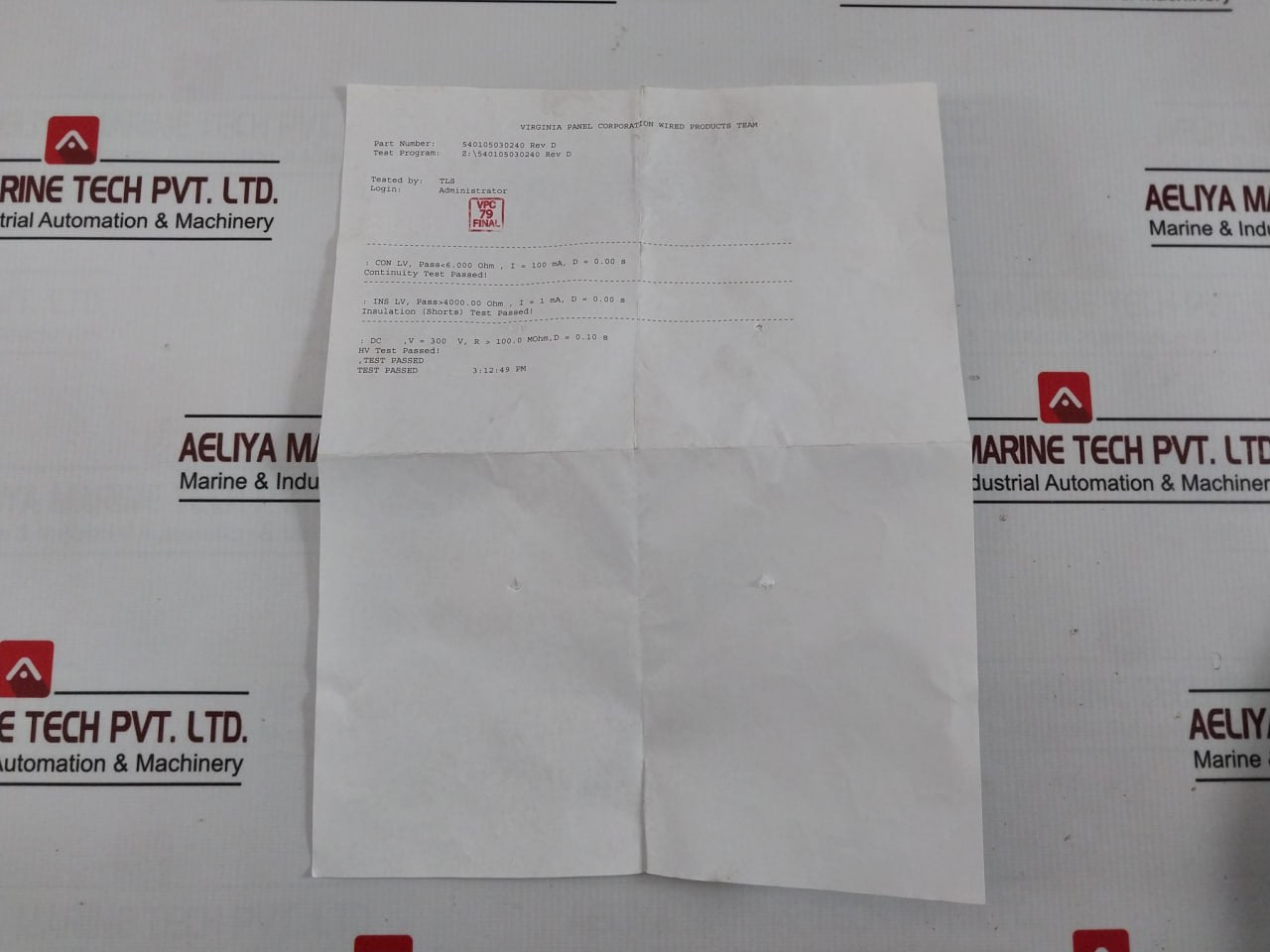 Vpc 540105030240 Cable Assembly Rev: D