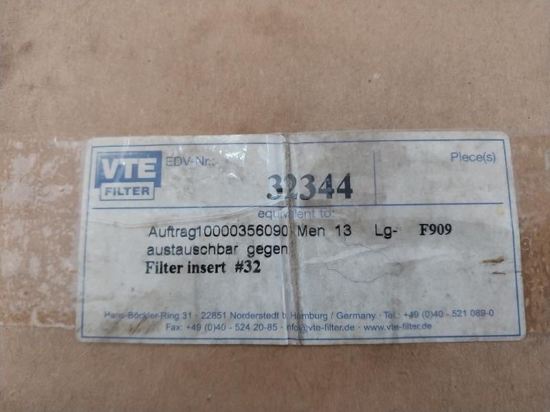 Vte Filter 32344 Hydraulic Filter 10000356090, Men 13 Lg- F909