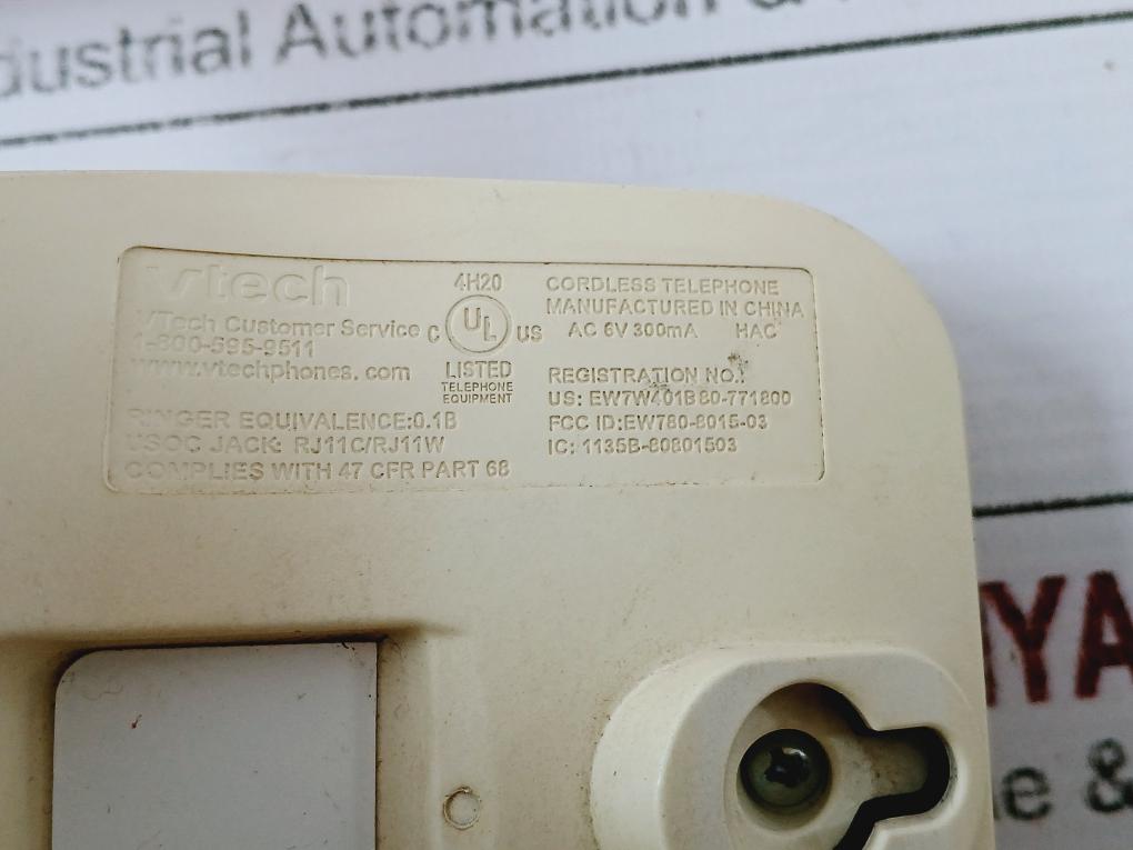 Vtech Cs6114 Cordless Telephone, Ac 6v 300ma, Rj11c/rj11w, Ew780-b015-03
