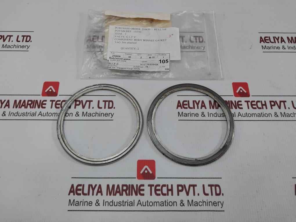 Vvg-0008.381 Body Bonnet Gasket For Cryogenic Cargo Valve Poyam