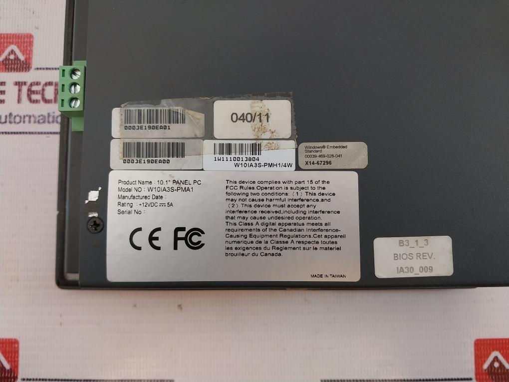 W10Ia3S-pma1 10.1” Panel Pc