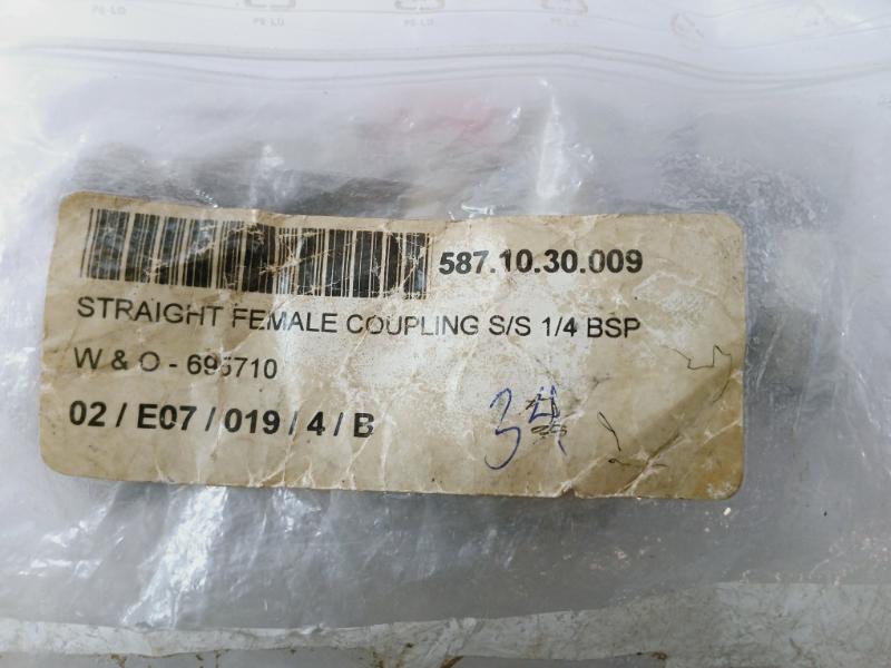 W&o 1/4 Bsp Straight Female Coupling, 695710